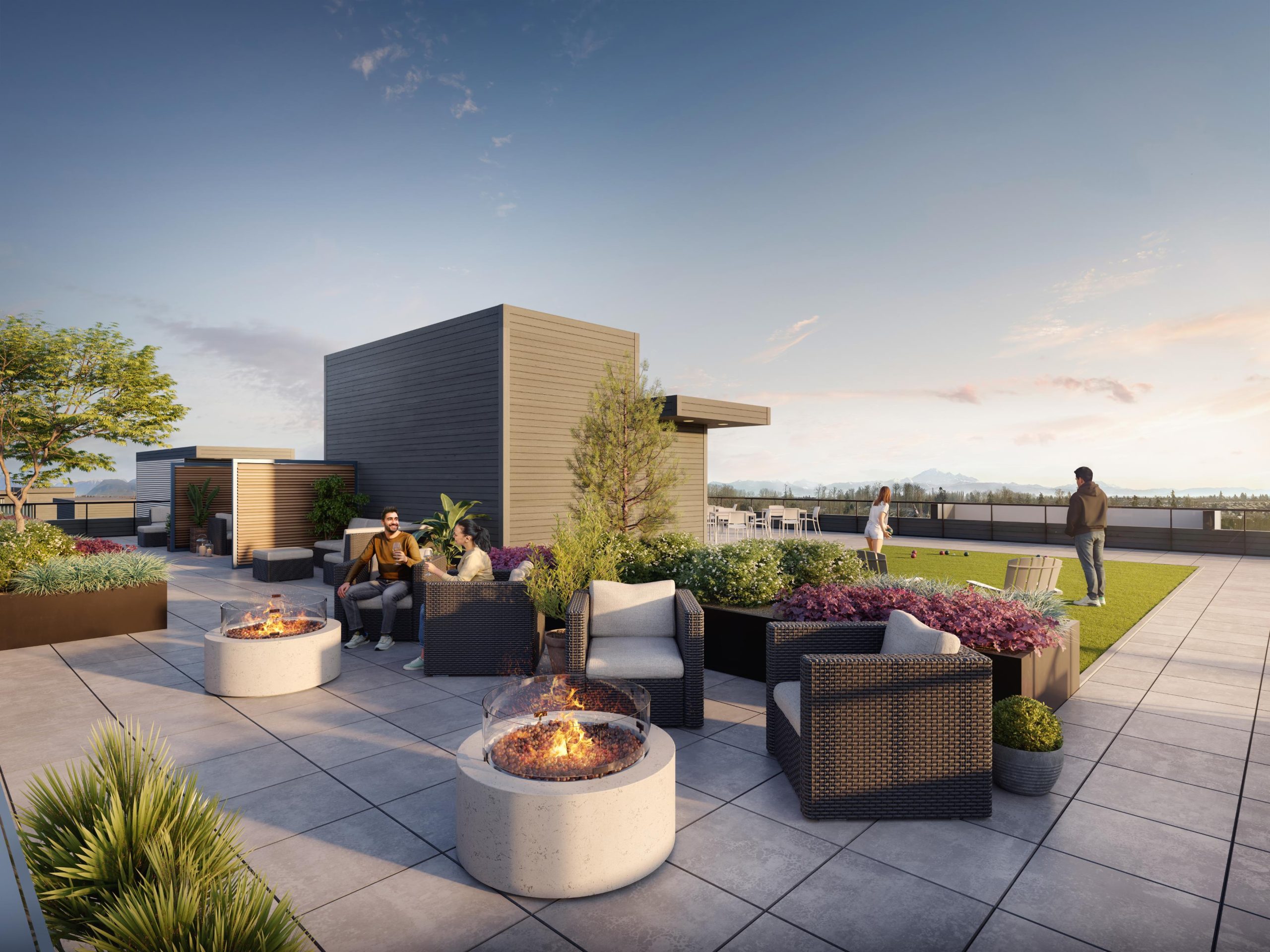 Rooftop Patio with Fire Pits