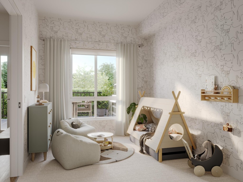 Kids bedroom in the condos at Atlin and Bute at Clayton Crest, West Clayton, Surrey