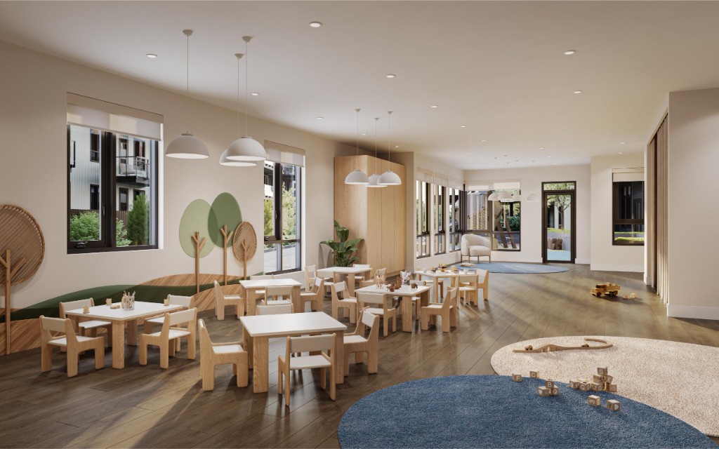 On-site daycare at Clayton Crest, with priority access for residents of Atlin and Bute in West Clayton, Surrey